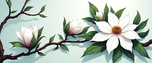 Luxury floral wallpaper featuring 3D embossed blossoms with gold, silver, and marble textures, elegant botanical mural in rich colors, abstract illustration for art prints, seamless 4K decorative back