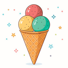 Ice cream logo clipart set. Colorful cone ice cream icon clip art in pictogram style vector illustration color pastel sweet dessert collection.	
