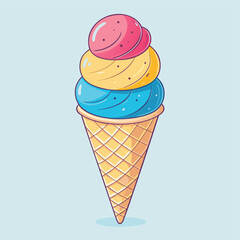 Ice cream logo clipart set. Colorful cone ice cream icon clip art in pictogram style vector illustration color pastel sweet dessert collection.	
