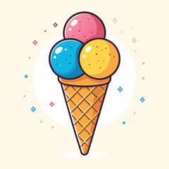 Ice cream logo clipart set. Colorful cone ice cream icon clip art in pictogram style vector illustration color pastel sweet dessert collection.	
