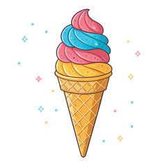 Ice cream logo clipart set. Colorful cone ice cream icon clip art in pictogram style vector illustration color pastel sweet dessert collection.	
