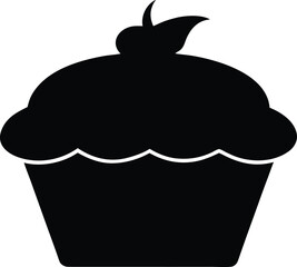 Cup cake vector silhouette on white background. Cute Cupcake Silhouette Vector Art - Isolated on White