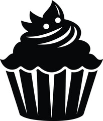 Cup cake vector silhouette on white background. Cute Cupcake Silhouette Vector Art - Isolated on White