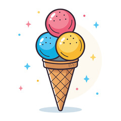 Ice cream logo clipart set. Colorful cone ice cream icon clip art in pictogram style vector illustration color pastel sweet dessert collection.	
