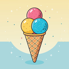Ice cream logo clipart set. Colorful cone ice cream icon clip art in pictogram style vector illustration color pastel sweet dessert collection.	

