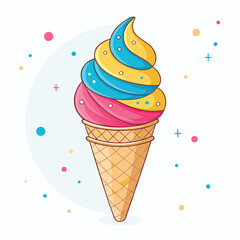 Ice cream logo clipart set. Colorful cone ice cream icon clip art in pictogram style vector illustration color pastel sweet dessert collection.	
