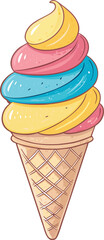 Ice cream logo clipart set. Colorful cone ice cream icon clip art in pictogram style vector illustration color pastel sweet dessert collection.	
