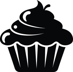 Cup cake vector silhouette on white background. Cupcake icon sign vector illustration design, Single Cupcake Silhouette - Minimalist Vector Illustration.