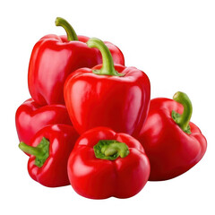  a group of red peppers isolated on white and transparent background