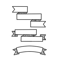 Hand drawn outlined ribbons collection