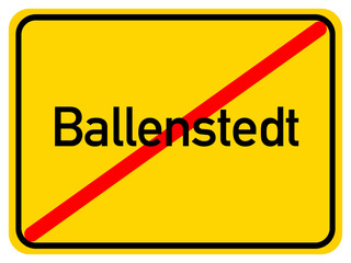 Illustration of a city exit sign for the city of Ballenstedt
