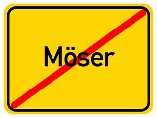 Illustration of a city exit sign for the city of Möser