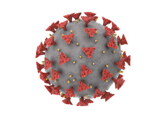Coronavirus virion isolated on transparent background rendering