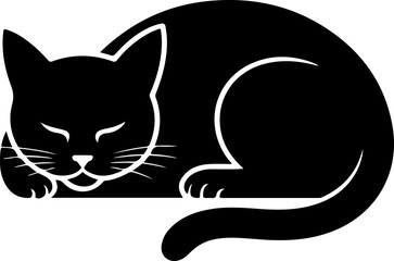 sleeping cat silhouette vector illustration