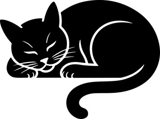 sleeping cat silhouette vector illustration