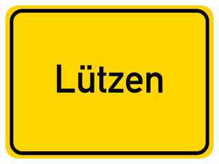 Illustration of a city entrance sign for the city of Lützen