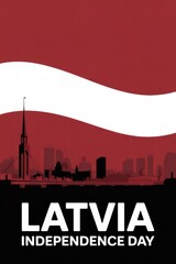 Latvia skyline silhouette with flag colors for Independence Day  