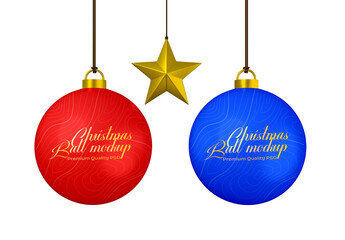 Realistic Christmas Ornament Ball Mockup Template