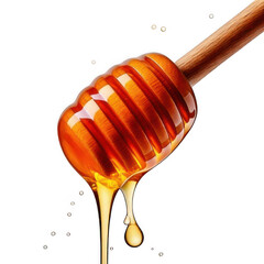  a honey dripping from a wooden dipper