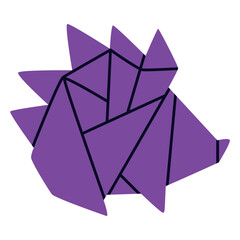 Origami Paper Folding Purple Hedgehog Shape Vector Illustration