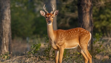 Obraz premium Spotted deer standing in a forest