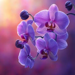 Vibrant purple orchids on soft background capturing.