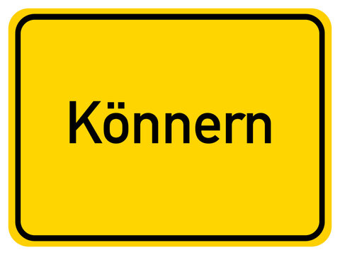 Illustration of a city entrance sign for the city of K&ouml;nnern