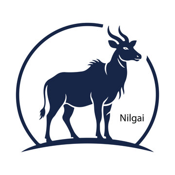 Nilgai Silhouette Logo Design