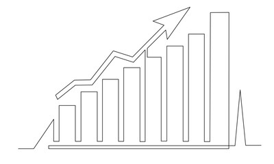 Business success growth arrow icon vector isolated on white background. Business graph with arrow. Vector growing graph icon