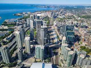Fototapeta premium Toronto, Canada - Downtown buildings seen from the CN Tower