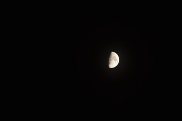 half moon shining floating on sky in night 