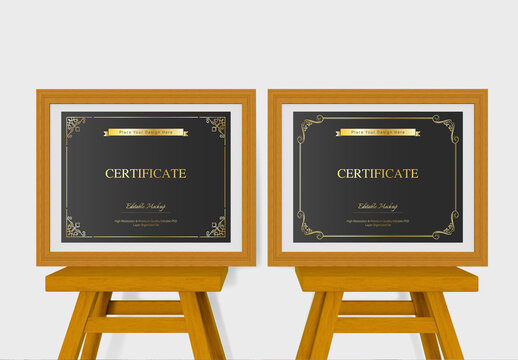 Certificate Frame Mockup PSD Template