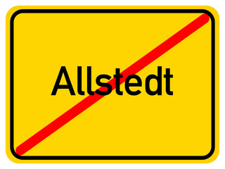Illustration of a city exit sign for the city of Allstedt