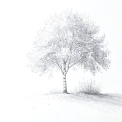 Fototapeta premium A grayscale pencil drawing of a solitary tree