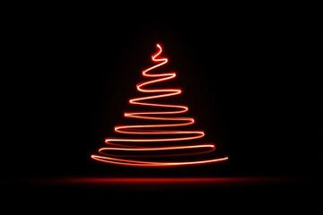 Radiant Christmas Tree: An abstract illustration of a luminous Christmas tree against a black background, embodying the festive spirit of the holiday season.