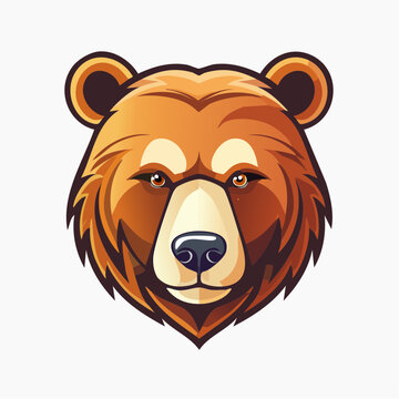 A close-up illustration of a stylized brown bear's face, featuring sharp lines and a warm color palette.