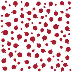 This is a vector graphic pattern featuring a dense, random scattering of stylized red apples 