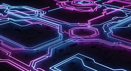 Vibrant cybernetic grid glows with modern energy, perfect for tech designs, future concepts, and innovative digital projects, captivating backgrounds