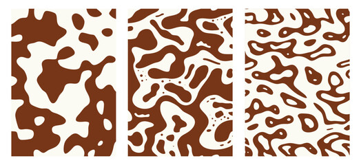 Chocolate background of Modern poster, dynamic splashes and drops. Vector illustration in a flat style of minimalism	