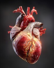 Anatomical Heart - Detailed 3D Render of Human Organ with Intricate Vascular Structure.