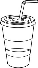 Simple line art beverage cup with straw vector icon vector