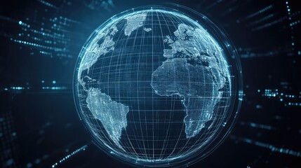 Global digital network communicating data connecting world