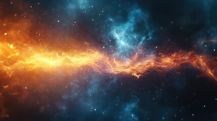 Cosmic energy stream forming a contrasting nebula