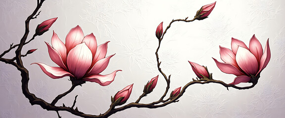 Luxury floral wallpaper featuring 3D embossed blossoms with gold, silver, and marble textures, elegant botanical mural in rich colors, abstract illustration for art prints, seamless 4K decorative back