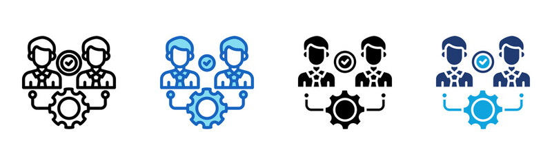 Employee Settings icon Multi Style Vector Illustration