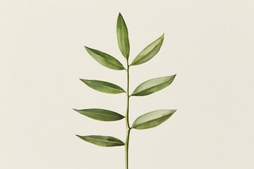 Delicate Green Leaf on Simple Cream Background for Nature Inspired Design Projects