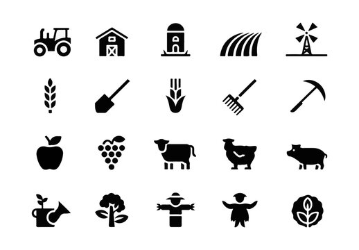 Farm And Agriculture Icon Set Collection