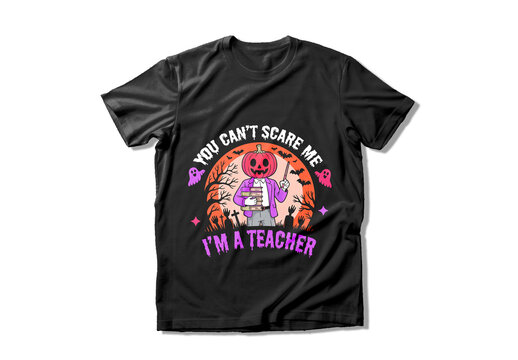 Humorous Halloween Teacher Pumpkin Tshirt Design