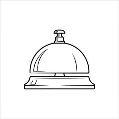 Hotel service bell hand drawn line art icon vector