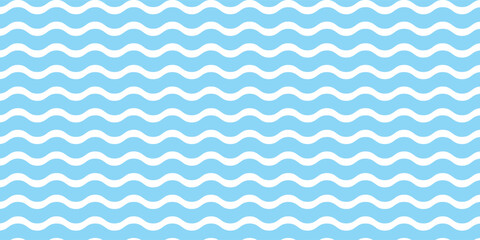 Seamless Wave Pattern, Hand drawn water sea vector background. Wavy beach print, curly grunge paint lines,